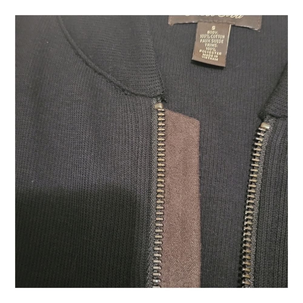 Tasso‎ Elba,Men's Black/Sweater, Full Zip, Faux Suede Design By Zipper, Size S - Picture 3 of 8